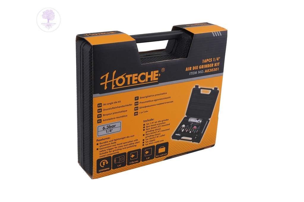 16pcs, 1/4", Hoteche Air Die Grinder Kit