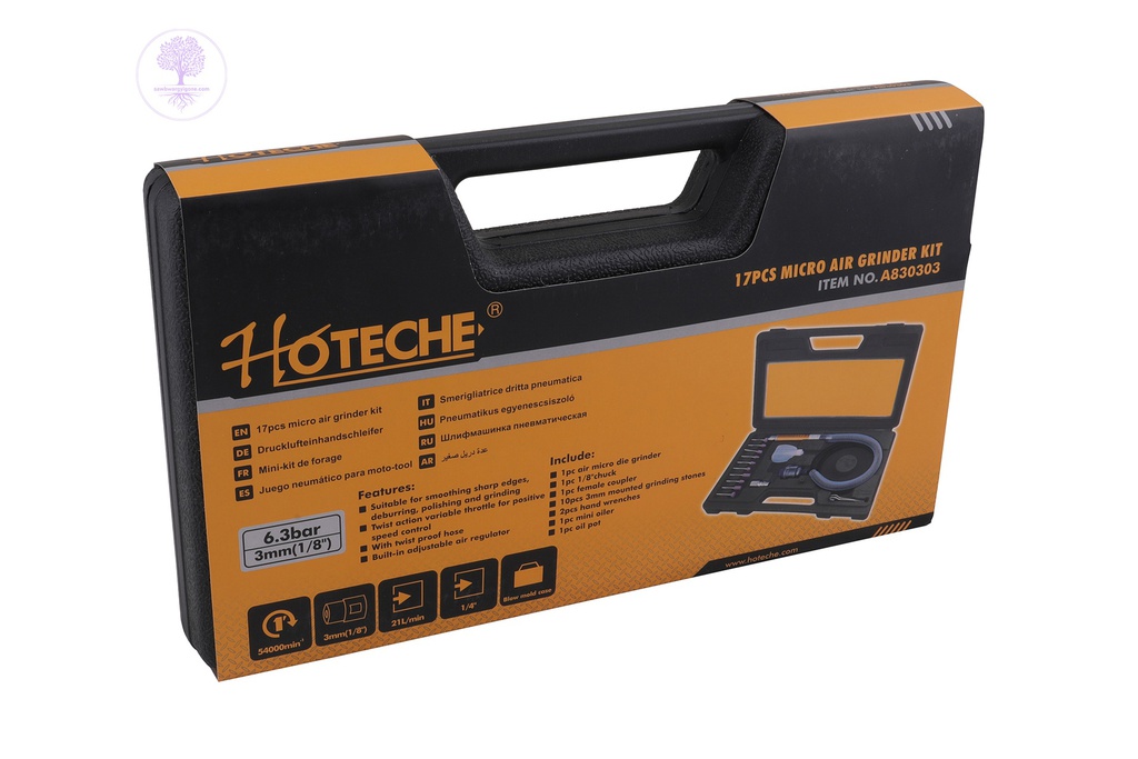 17pcs, Hoteche Micro Air Grinder Kit