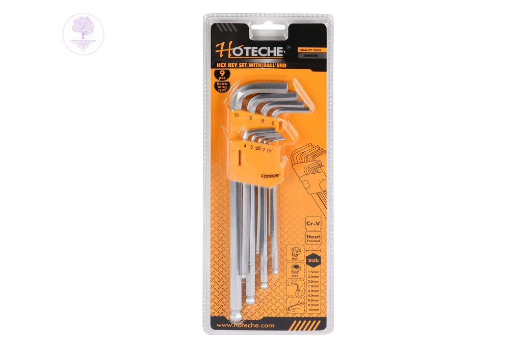 260610 9pcs HOTECHEHANDTOOL Hex Key Set (Extra Long, Ball End)