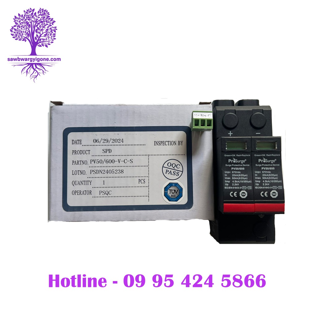 2P/PV/SPD_600V/DC, ProSurge, Surge Protective Device (SPD)