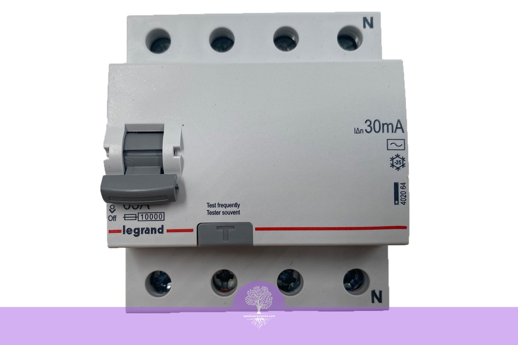 4PR, 63A, 30mA, AC, RX3, LEGRAND RCCB