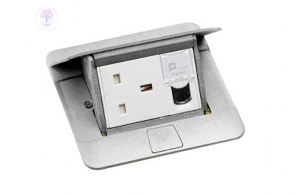 MATT ALUM POP-UP - 3 Modules Matt Aluminium finish, LEGRAND 