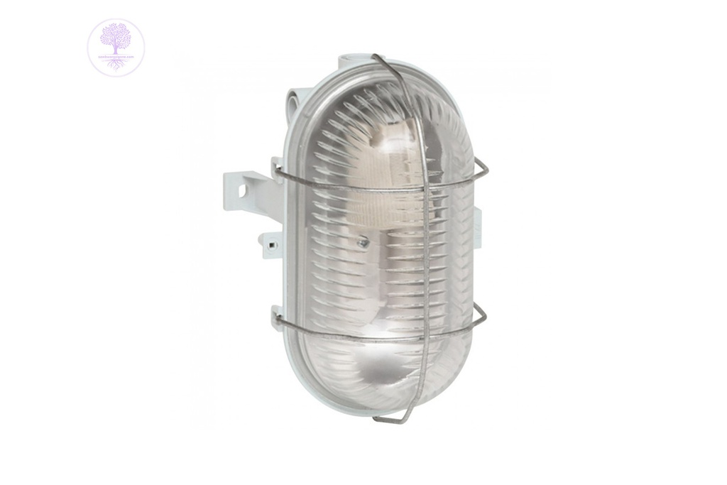 60W, BULKHEAD LIGHT OVAL, LEGRAND Weatherproof IP44, IK06, Metal Grid