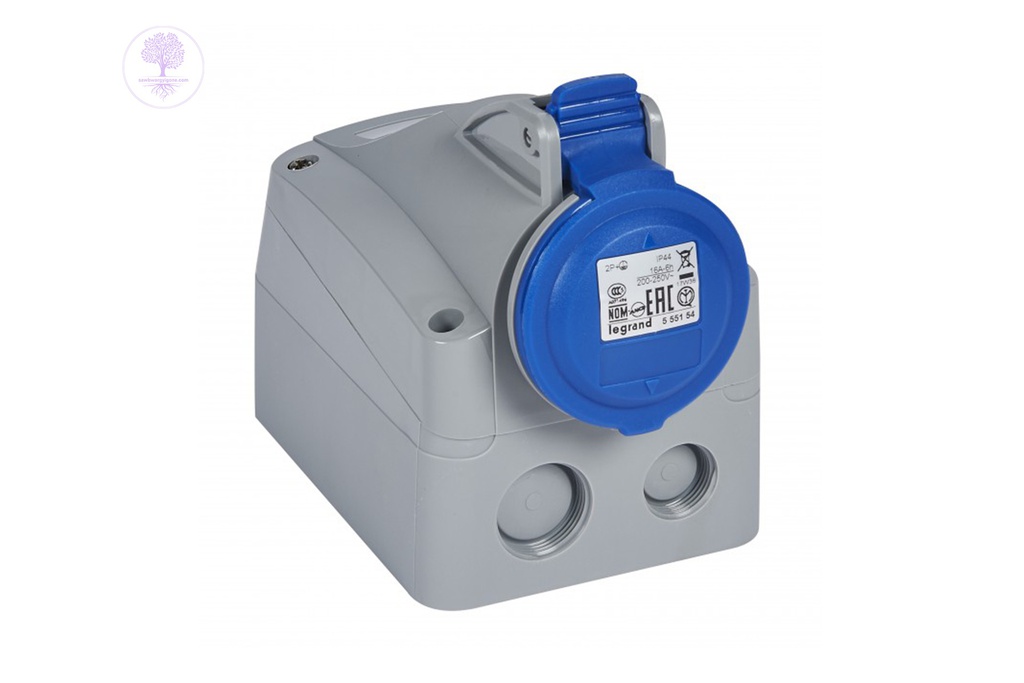 2P+T, 16A, 230V, IP44, P17 Tempra PRO Surface Mounting Socket, LEGRAND (200~250V, 16A, 2P+E) SOCLE SAIL.