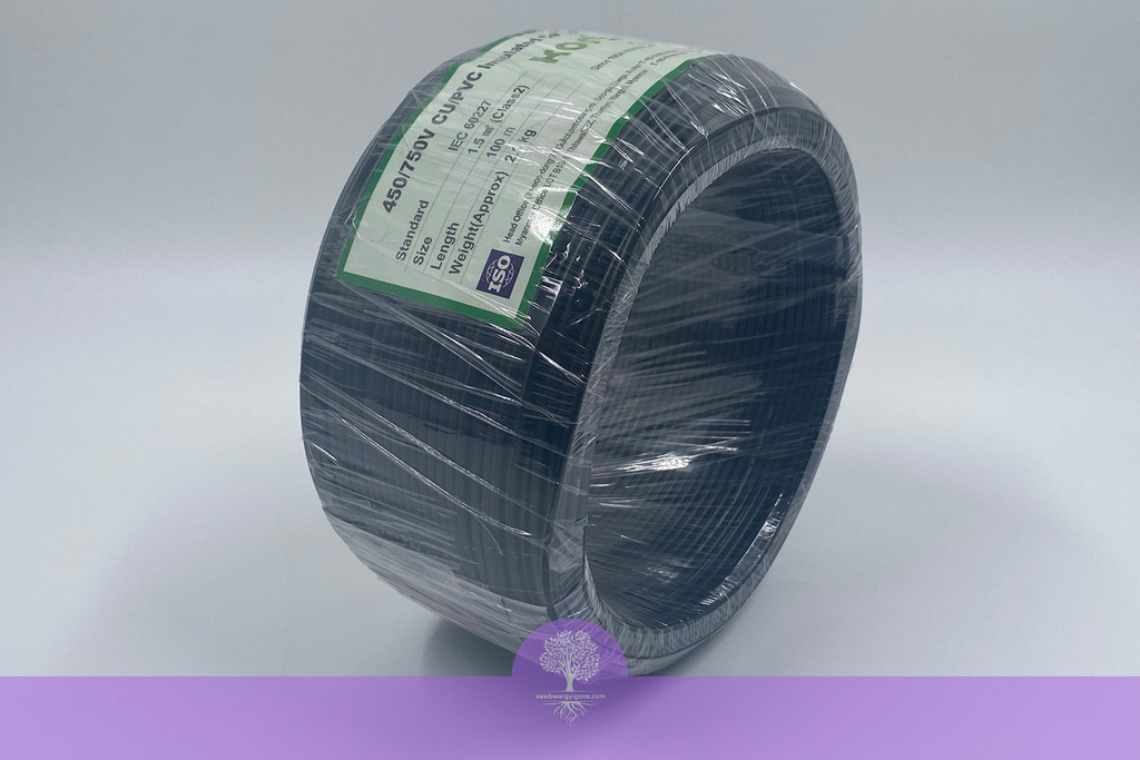 1.5mm^2 (3/.029in), (Black), 450/750 Koryo Building Wire 1.5SQ