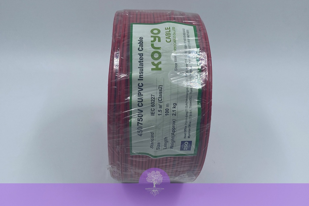 1.5mm^2 (3/.029in), (Red), 450/750 Koryo Building Wire 1.5SQ