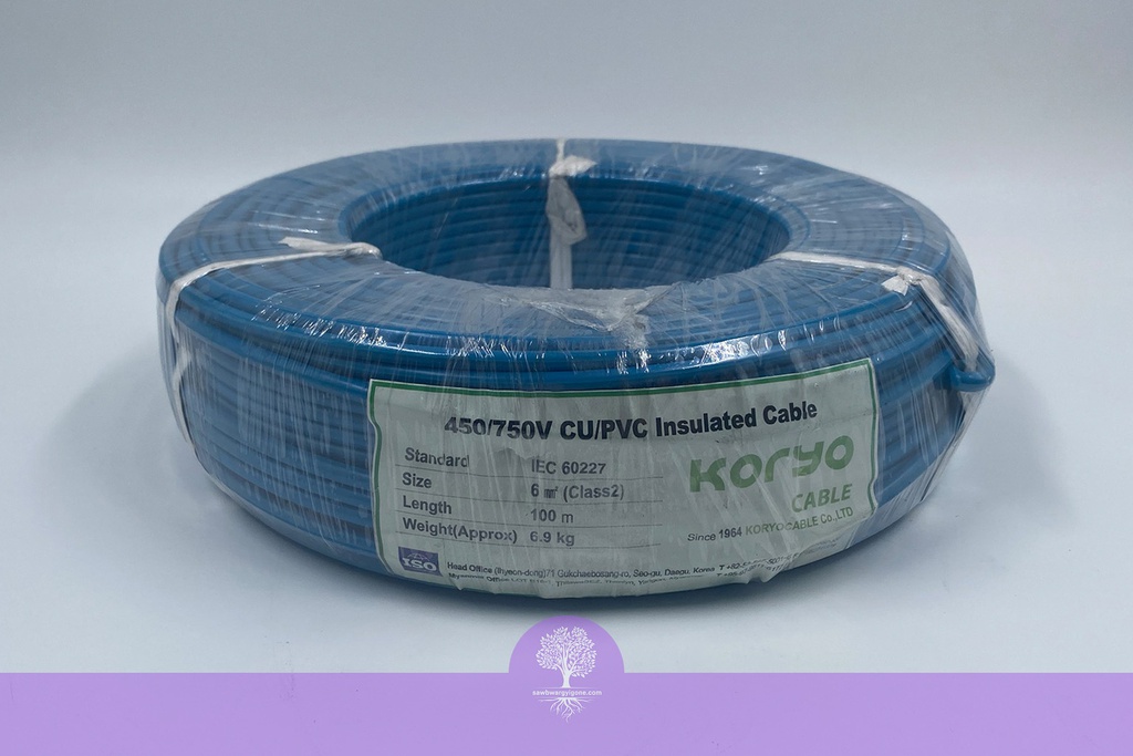 6mm^2 (7/.044in), (Blue), 450/750 Koryo Building Wire 6SQ