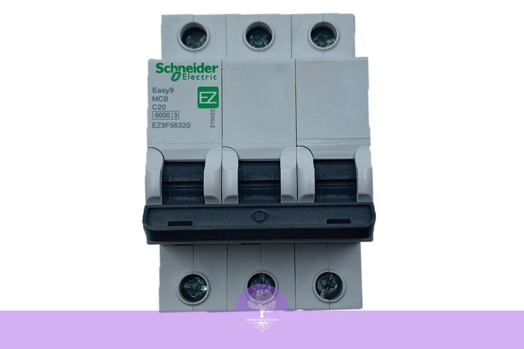 3P, 20A, 6kA, Easy9, C Curve, Schneider MCB Breaker