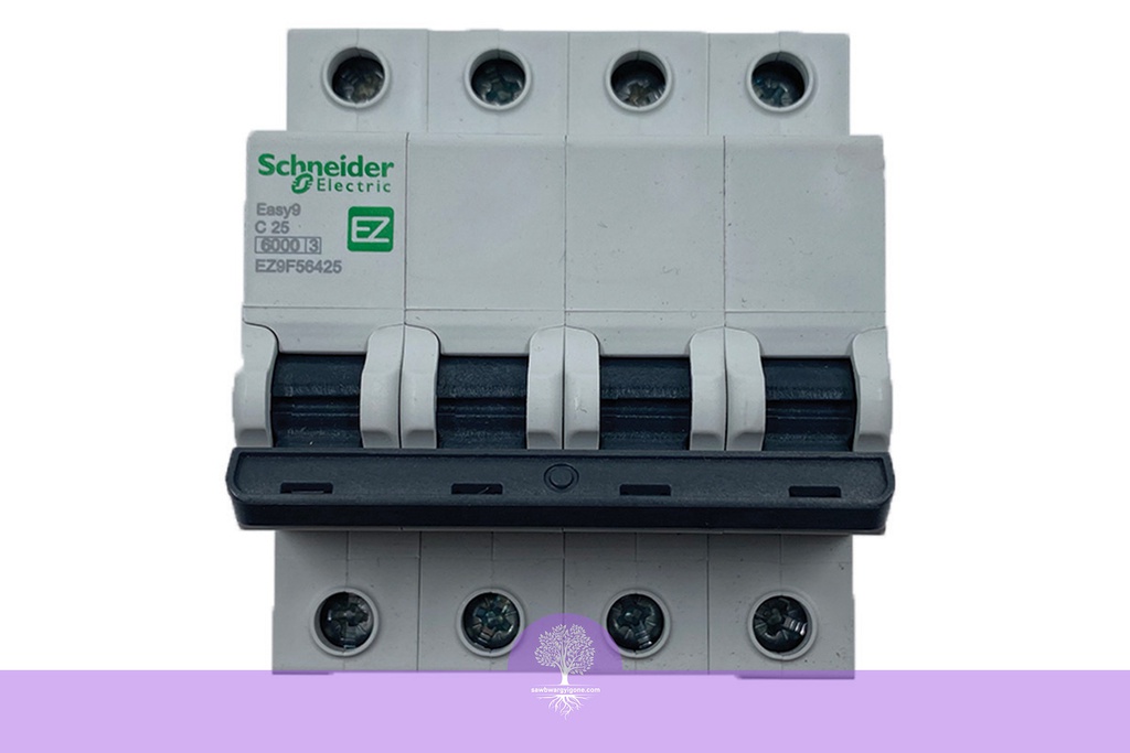 4P, 25A, 6kA, Easy9, C Curve, Schneider MCB Breaker