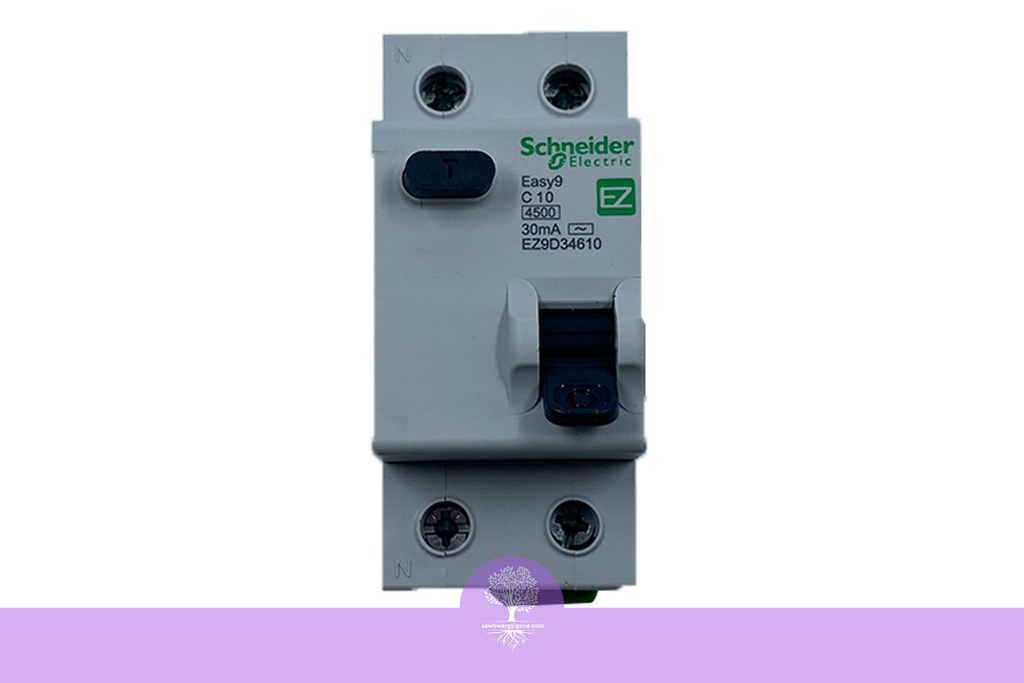 2P, 10A, 4.5kA, Easy9, C Curve, Schneider RCBO Breaker