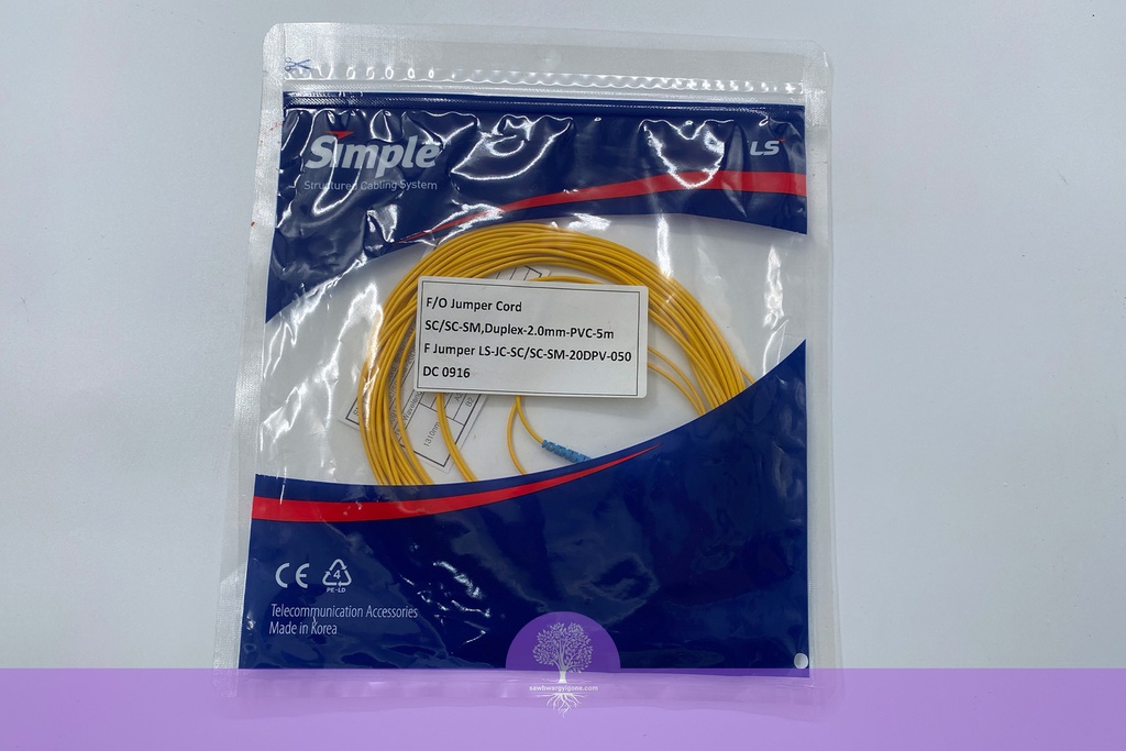 SC-SC-5M (YL), LS Simplen Fiber Optic Patch Cord, Single Mode, Duplex