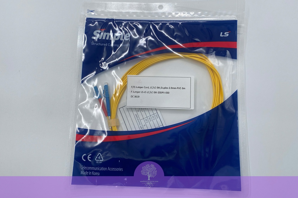 LC-LC-3M (YL), OM3, Fiber Optic Patch Cord, Single Mode, Duplex