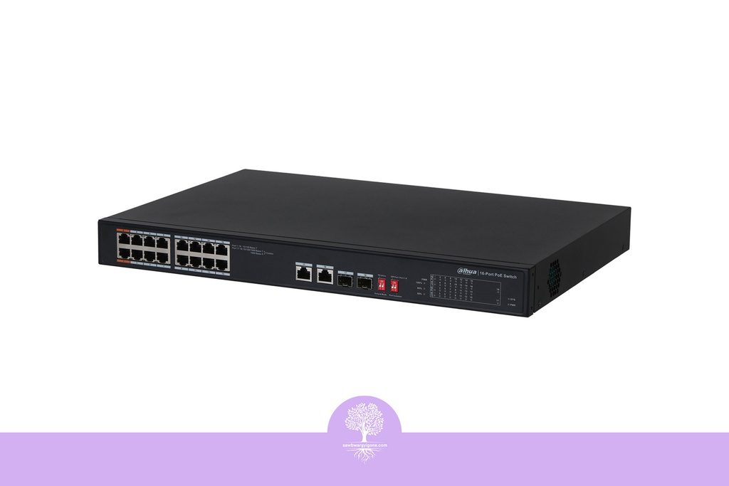 16-Port 100 Mbps + 2-Port Gigabit + 2-Port SFP Optical PoE Switch, Dahua, PoE Network Switch