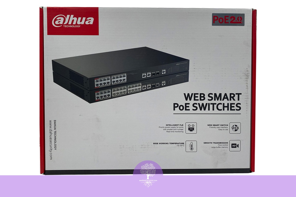 24-Port 100 Mbps + 2-Port Gigabit Managed PoE Switch, Dahua, PoE Network Switch