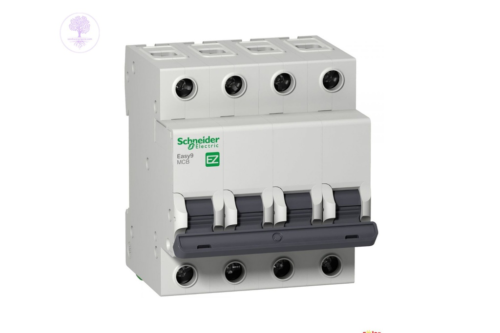 4P, 63A, C-Curve, 6000A, 230V, Schneider Easy9 MCB 