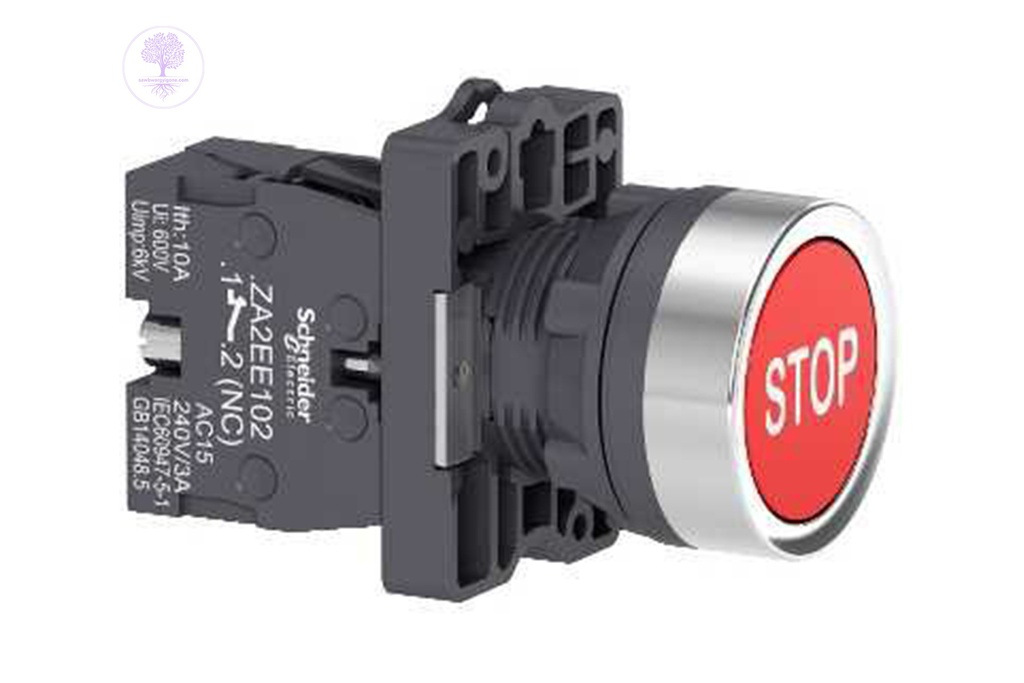 1NC, Marked Flush, Red, Marked STOP, Schneider Push Botton 