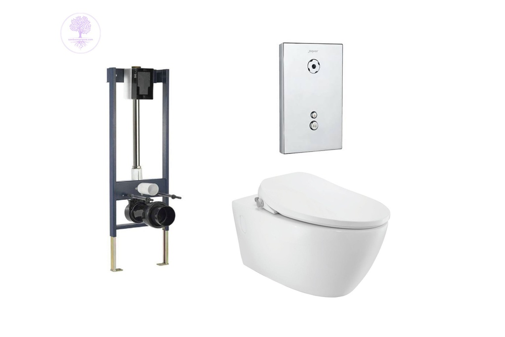 Jaquar Bidspa Rimless Wall Hung WC Toilet with Electronic Seat Cover, Hinges, Accessories Set