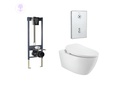 [ITS-WHT-89953PP / FLV-CHR-1075FP FLV-CHR-1075NK] Jaquar Bidspa Rimless Wall Hung WC Toilet with Electronic Seat Cover, Hinges, Accessories Set