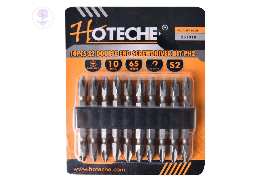 10pcs (1/4*65mm*PH2) HOTECHE S2 Double End Screwdriver Bit