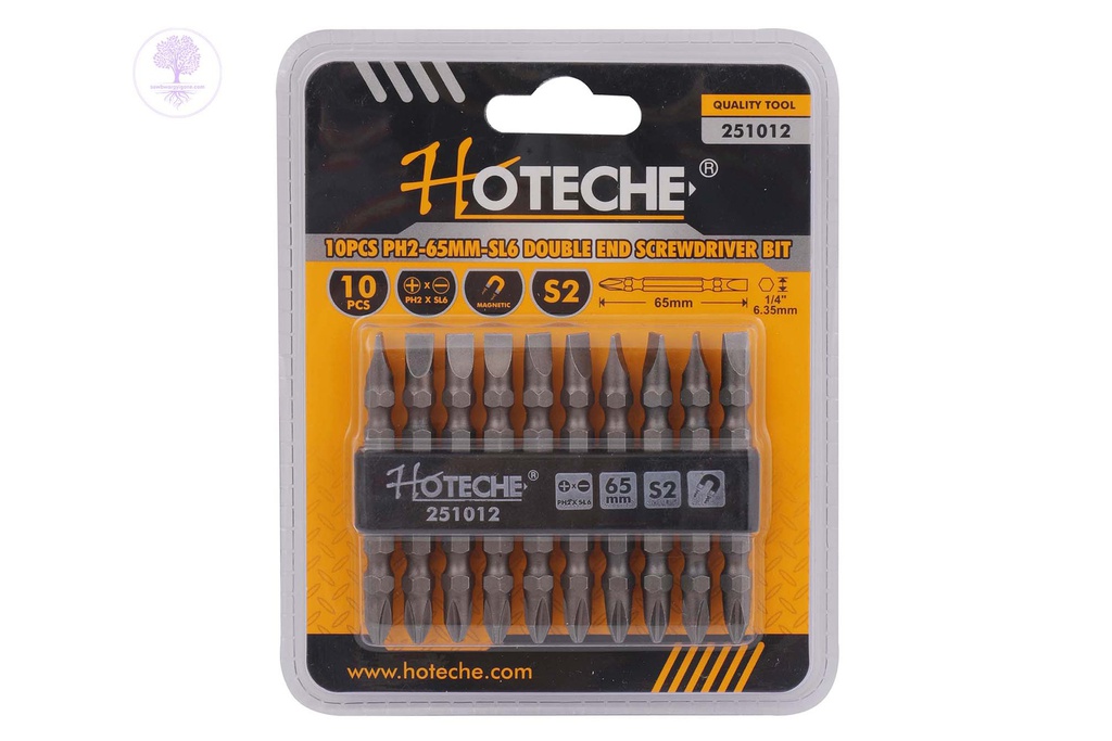 10Pcs PH2-65mm-SL6 HOTECHE Double End Screwdriver Bit 