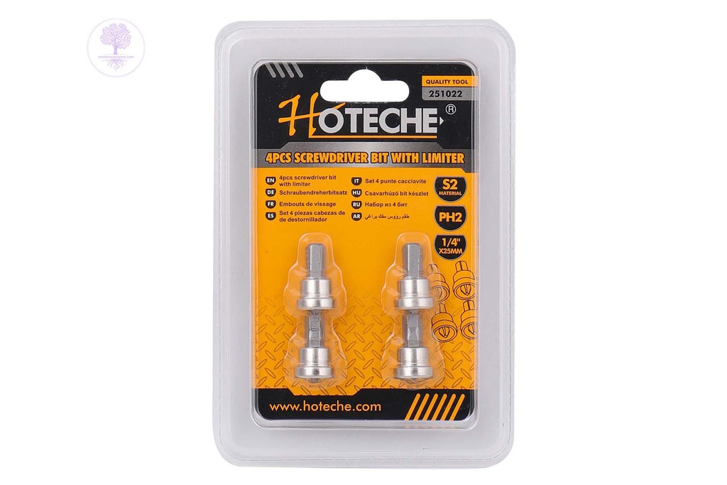 4Pcs (1/4"*25mm*Ph2) HOTECHE Screwdriver Bit with Limiter