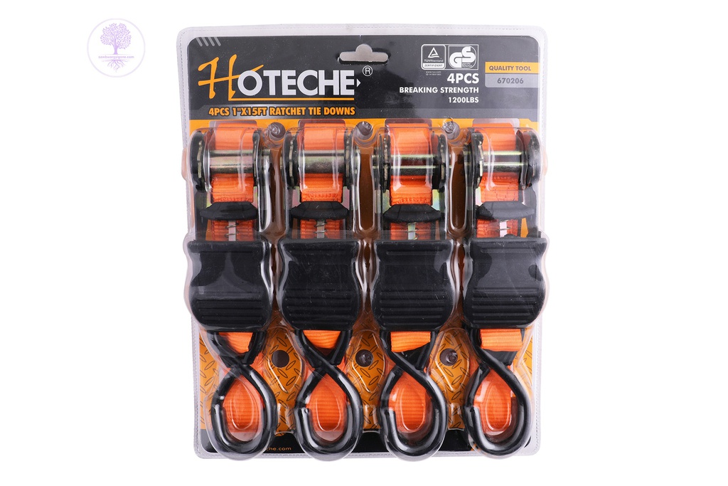 4pcs 1" x 15ft, HOTECHE Ratchet Tie Downs