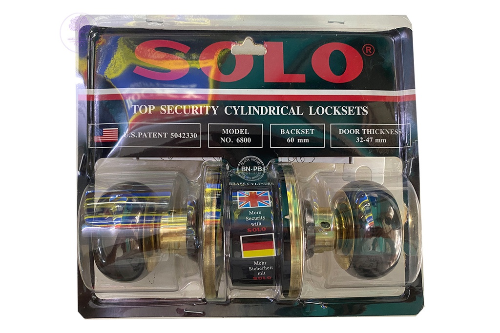 No. 6800 BN-PB, Lock (Black) Cylindrical Lockset, SOLO