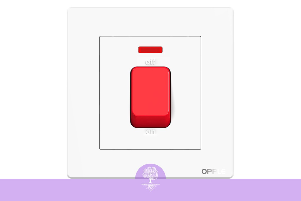 20A, 2 Pole, (Neon), (White), Opple Switch, F022013A-W