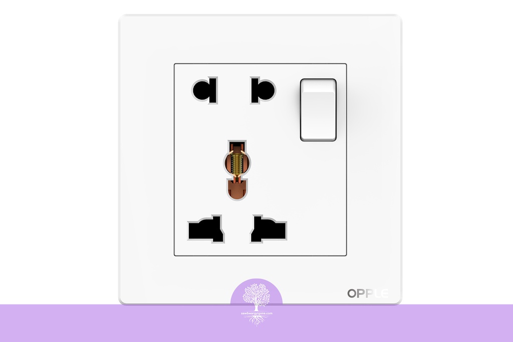 (1 way, 2 + 3 pin), (White), Opple Universal Socket, F021681A-W