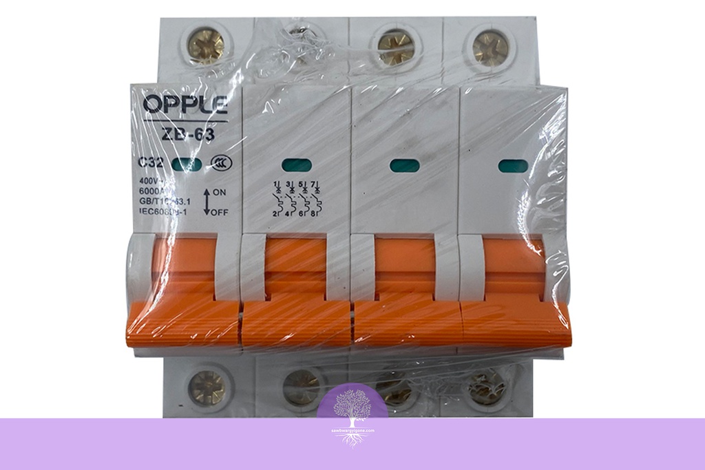 32A, 4 Pole, Opple MCB, ZB-63C32-4P-breaker