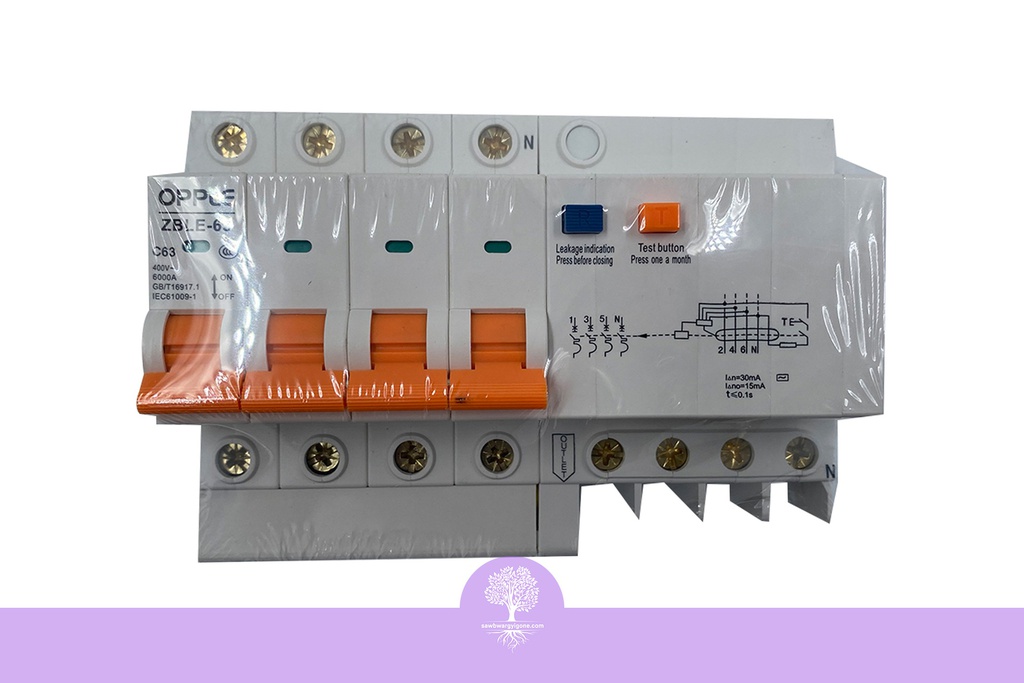 63A, 4 Pole, Opple RCBO, ZBLE-63C63-4P-leakage circuit breaker