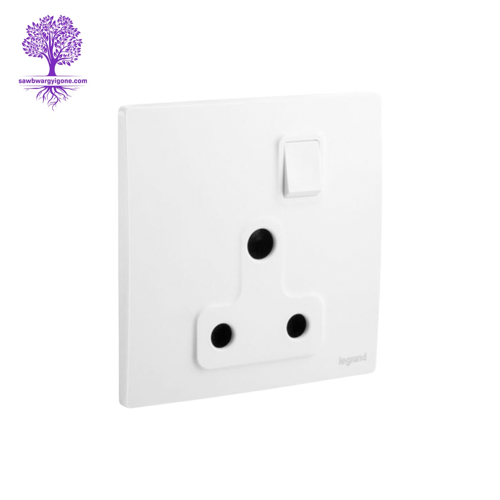 15A, Legrand, Mallia Sense Series, BS Switched Socket (Matt White)