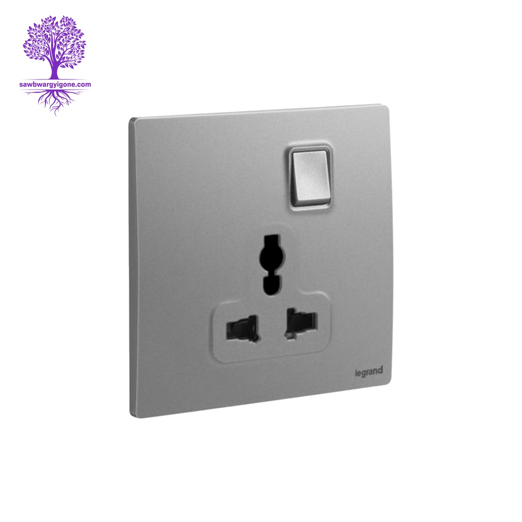 1 Gang, Legrand, Mallia Sense Series, Multistandard Switched Socket (Dark Silver)