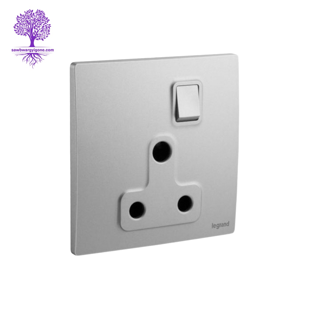 15A, Legrand, Mallia Sense Series, BS Switched Socket (Dark Silver)