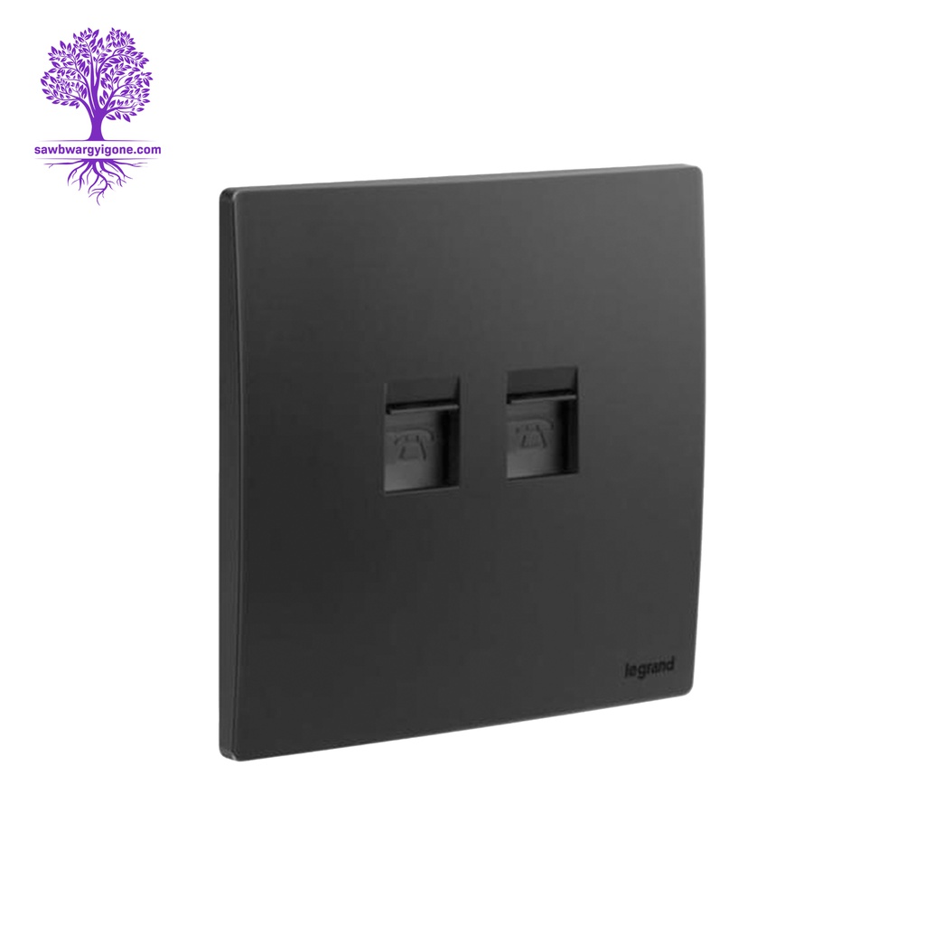 Legrand, Mallia Sense Socket, Double RJ 11 Socket (Matt Black)