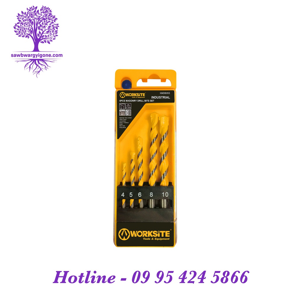 5Pcs, WORKSiTE, Masonry drill bits set