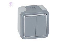 [Legrand_69715] 2Gang, 2way switch, PLEXO IP55 Weatherproof  S/M GREY, LEGRAND