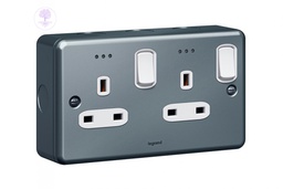 [Legrand_733871] 2Gang, 13A, SKT OUTLET SWT DP TWIN, LEGRAND 