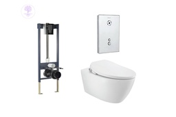 [ITS-WHT-89953PP / FLV-CHR-1075FP FLV-CHR-1075NK] Jaquar Bidspa Rimless Wall Hung WC Toilet with Electronic Seat Cover, Hinges, Accessories Set