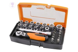 [202102] 25Pcs 1/4" HOTECHE Drive Metric Socket Set