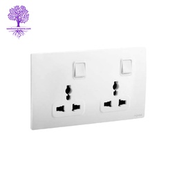 [281122MW] 2 x 1 Gang, Legrand, Mallia Sense Series, Multistandard Switched Socket (Matt White)